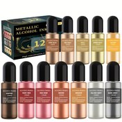 Resim 1Set12renk 12Metalik Renk, 10ml/bottle, Yüksek Konsantrasyonlu Reçine Renk Özü, DIY Reçine Boya El Sanatları Boyama Pigment Ton Metrik Gradyan Boya Seti, Her Bir 0.51oz - Kristal Epoksi Akışkan DIY Graffiti ve DIY Model Boyama için 
