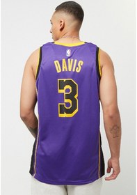 Resim Nike Dri Fit Los Angeles Lakers Statement Edition Mens Basketball Jersey Davis Erkek Basketbol Forması Mor Mor 