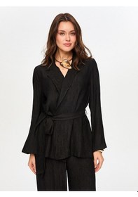 Resim Faik Sönmez Kendinden Dokulu Kimono Ceket S26kmn003 Us26kmn00310 Siyah 