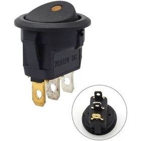 Resim Ic-132A Yuvarlak Nokta Işıklı Sarı Anahtar On-Off 3P 12V 20A 1 Adet 