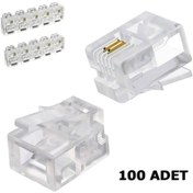 Resim Rj11 Jack Konnektör Uç Telefon Başlık 100 Adet İki Yollu Jack 