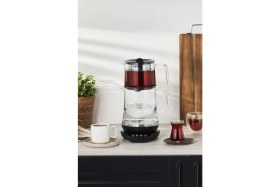 Resim Konuşan Cam Çay Makinesi, Siyah, 1746H, Şık ve Pratik Çay Keyfi 