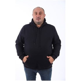 Resim Starbattal Büyük Beden Erkek Basic Sweat Kapüşonlu 11700-45 Siyah 