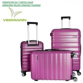 Resim Vegmann Tartılı Scadel Violet 3 Lü Valiz Seti Pembe 