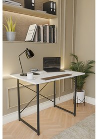 Resim Metal Ayaklı Çalışma Masası Ofis Masası Beyaz 60 x 90 Beyaz 