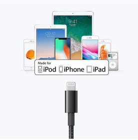 Resim Omars MFI Sertifikalı USB to Lightning iPhone / iPad Uyumlu Hızlı Şarj ve Data Kablosu 1 Metre Siyah 