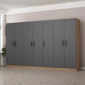 Resim Minar Kale 7 Kapaklı 2 Ç Dolap Dore Antrasit 190CM 