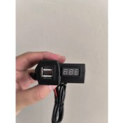Resim Evrensel Motosiklet ve Scooter Çift USB Şarj ve Akü Şarj Göstergesi 