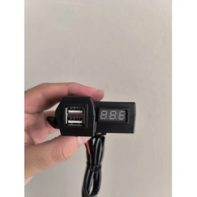 Resim Evrensel Motosiklet ve Scooter Çift USB Şarj ve Akü Şarj Göstergesi 
