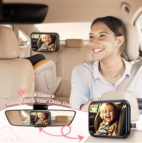 Resim MIRRORSAFE Bebek Araba Aynası, %100 Kırılmaz, 360° Dönebilen Arka Koltuk Aynası 