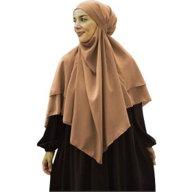 Resim Melodi Scarf Kadın Tesettür Sufle Khimar Peçeli Üç Katlı Şifon Şal Sütlü Kahve Sütlü Kahve 