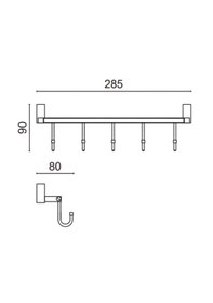 Resim Çelik Banyo Paslanmaz Pirinç Swwor Beşli Askılık Mat Siyah 