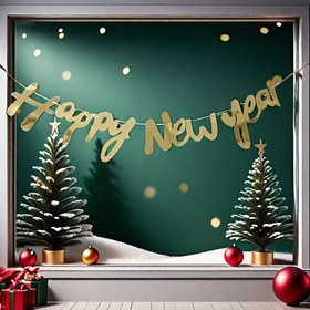 Resim 1 adet Yeni Yıl Mektup Bannerı, Etkinlik Kağıt Askı Dekoru, Güçsüz Noel Partisi Dekorasyonu, Ev ve Mutfak için Duvar Askı, Tatil Fotoğraf Aksesuarı 