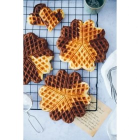 Resim Omake Sabit Ikili Waffle Makinesi Kalp Çiçek Ø220 