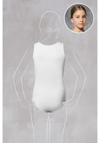 Resim Doreanse Kız Çocuk Beyaz Modal Geniş Yaka Sıfır Kol Body 450 