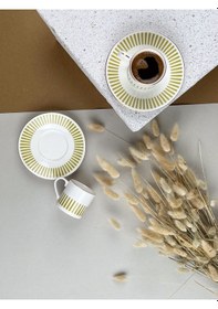 Resim Porser Alya Yağ Yeşili Kahve Fincan Takımı 80cc 2 Kişilik 4 Parça Çok Renkli 