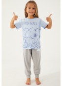 Resim Snoopy To Walk Mavi Kız Çocuk Kısa Kol Pijama Takım Mavi 