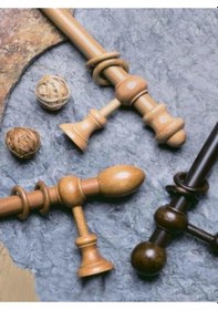 Resim AS Perde Ahşap Rutik Perde Askısı Badem Rustik Raysız 