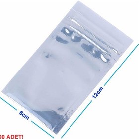 Resim Kilitli Antistatik Poşet 6x12cm 100 Adet Şeffaf Su Toz Geçirmez Koruyucu Esd Metalize Torba 