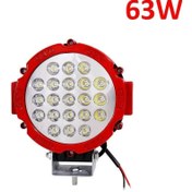 Resim 63W CRE Power Led Üniversal Yuvarlak Sis Lambası 21 Ledli Kırmızı 