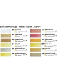 Resim 12li Aquarel Yarım Tablet Metalik Renkler Suluboya 