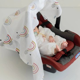 Resim Gökkuşağı Pamuk Müslin Puset Örtüsü 