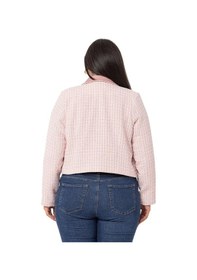 Resim Disentis Büyük Beden Kruvaze Yakası Deri Astarlı Kısa Pembe Ceket-pembe Pembe 