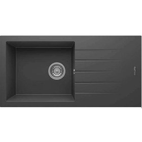 Resim Real Stone Real Stone P011 Assos 86 XL Siyah Granit Eviye 86 x 43.5 CM Tezgah Üstü 