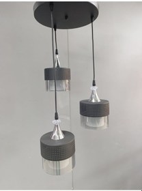 Resim 3 Lü Füme Çift Cam Lüx Sarkıt SİYAH 1.MODEL 