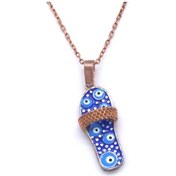 Resim FerizZ Nazar Boncuğu Motifli Rose Gümüş Kolye GK-164 