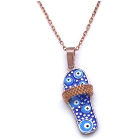 Resim FerizZ Nazar Boncuğu Motifli Rose Gümüş Kolye GK-164 