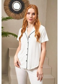 Resim Pjs 25118 Kadın Puanlı Düğmeli Kısa Kollu Pijama Takım 001 