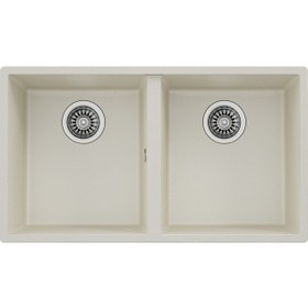 Resim Teka Square 760 Tg Çift Hazneli Tezgahaltı Tegranite Eviye - Parlak Krem - 115260027 