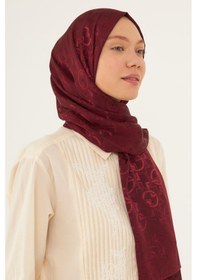 Resim Mirsoy Scarf Daka Desen Parlak Jakar Şal - Bordo Bordo 