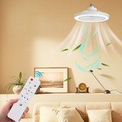 Resim LED Akıllı Fan Işık, Ayarlanabilir Rüzgar Hızı & Dimlenebilir, Kanatsız Tasarım, E27/E26 Gömme Montajlı Uzaktan Kumandalı, Modern Minimalist İnce Tavan Vantilatörü - Oturma Odası, Yatak Odası, Depo Odası İçin Uygun 