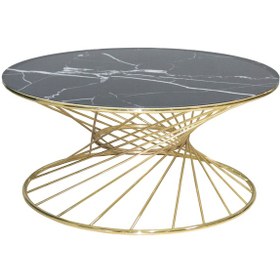 Resim Orta Sehpa Brc RİVOLİ MODELSiyah Mermer Cam Metal Çelik GOLD renk Kaplama Ayak El Yapım 