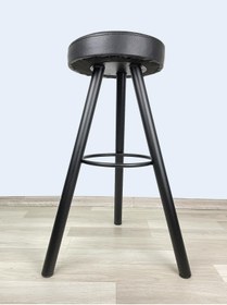 Resim İREM Banco Bar Sandalyesi, Bar Taburesi 75cm Siyah Ayak Siyah Deri Oturak 