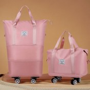 Resim Büyük Kapasiteli Pembe Oxford Bez Duffel Çantası - Katlanabilir ve Genişletilebilir, 4 Mevsimli Hediye Fikri, Seyahat, Spor Salonu veya Ev Kullanımı için Dayanıklı Çok Fonksiyonlu Bagaj, Ev Seyahat Ekipmanı | Katlanabilir Tasarım | Oxford Bez Çanta, Seyahat için Bagaj 