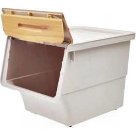 Resim Geseus Motek Patateslik Soğanlık Sepeti Oyuncak Kutusu Tekerlekli Organızer Çok Amaçlı Kutu 1X12LT-BAMBU+KREM 