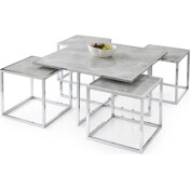 Resim Erezoğulları Mobilya Kares 4 Zigonlu Orta Sehpa Metal Krom 90X90X47CM 