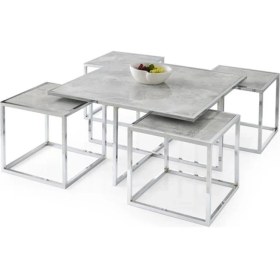 Resim Erezoğulları Mobilya Kares 4 Zigonlu Orta Sehpa Metal Krom 90X90X47CM 