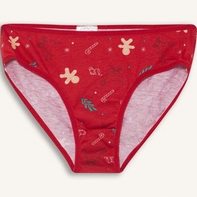 Resim Defacto Kız Çocuk Yılbaşı Temalı Penye Slip Külot G4005a825wnrd107 Kırmızı-rd107 