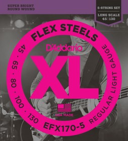 Resim D'Addario EFX170-5 XL Flex Steels 5 Telli Bas Gitar Teli - Regular Light (45-130) 