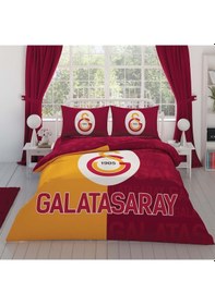Resim Taç Galatasaray Parçalı Logo Pamuk Nevresim Takımı Çok Renkli 
