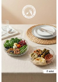 Resim Selen Concept El Yapımı Büyük Boy Cam Salata Kasesi 2'li Set Şeffaf 
