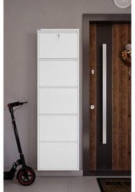 Resim Ceha Kilitli 5'li Metal Ayakkabılık - Kar Beyaz K.AYK-5 /AB9003/KL Beyaz 