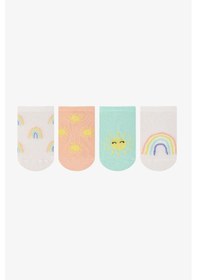 Resim Penti Renkli Kız Çocuk Sunny Rainbow 4 'lü Patik Çorap 