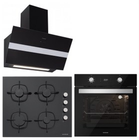 Resim Silverline Siyah Cam Ankastre Set 