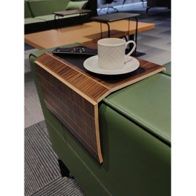 Resim Arkitekt Ex Ahşap Katlanır Portatif Organizer Yan Sehpa Kaydırmaz Deri Yüzeyli 