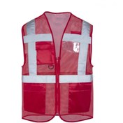 Resim Fileli Cepli Reflektörlü İkaz Yeleği - Mühendis (2XL beden) - Kırmızı 